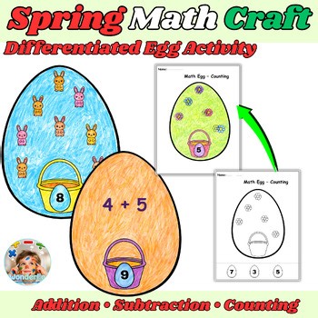 Spring Math Craft Differentiated Egg Activity Addition Subtraction K-3 Fun