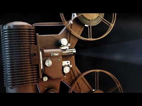 Vintage Film Projector. Countdown with greenscreen transition