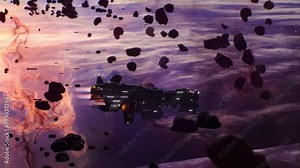 3D Futuristic Spacelab, Alien Ship Or Military Craft In Deep Stock Video