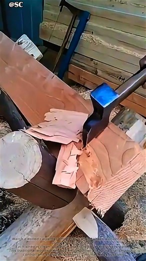 Carpenter Uses a Razor-Sharp Axe to Slice Wood with Perfect Precision 🪓