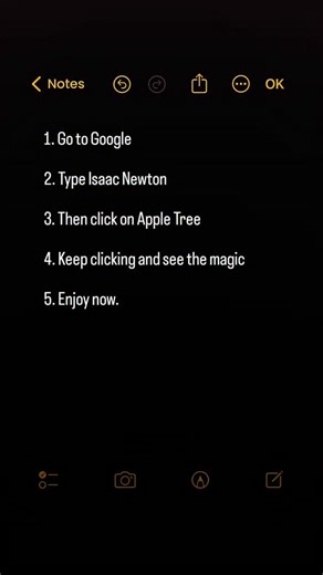 unsaidverse | 1. Go to Google 2. Type Isaac Newton 3. Then click on Apple Tree 4. Keep clicking and see the magic 5. Enjoy and Thank me later... | Instagram