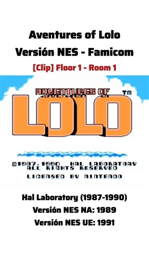 Aventures of Lolo (Hal Laboratory: 1987, 1990) | NES - FC | Clip F1 - R1 #parati #fyp #retrogaming