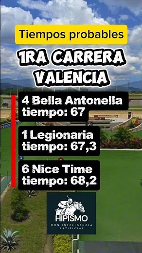 Tiempos probables 1ra carrera en el hipódromo de Valencia 18-04-2026