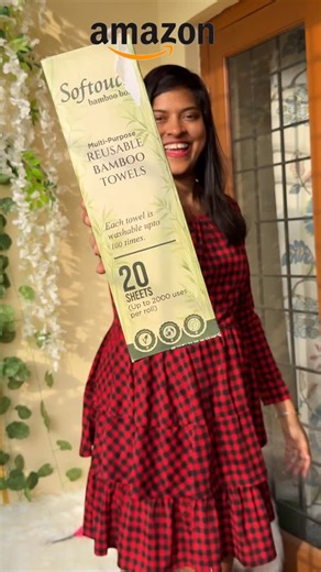 Juhi | Daily Product Reviews on Instagram: "Amazon Find that actually saves money & waste! 🌿 This Softouch Reusable Kitchen Towel Roll is such a game-changer 🤍 ✨ 20 sheets, each washable up to 100 times ✨ That’s up to 2000 uses – no more paper towel wastage ✨ Made from eco-friendly bamboo fibre ✨ Super absorbent, strong & gentle for everyday kitchen messes Perfect replacement for paper towels & cleaning cloths 🙌 If you’re trying to switch to a sustainable kitchen, this one’s a must-have! 🛒 C