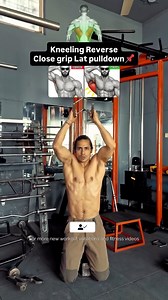 📌This kneeling reverse close-grip lat pulldown is a pure lat killer.🔥 The kneeling position removes body swing, improves stability, and forces only lats to work.💯📈 Focus on full stretch, hard contraction, and slow control to build a wide cobra V-taper back.🐍🔥 ➡️Exercise name: Kneeling Reverse Close-Grip Lat Pulldown Sets: 2 warm-up • 2 to failure 💀 👉 Save this for your next back day 🔖 👉 Share with your gym partner who wants wider lats 👉 Follow for more smart workout hacks & variations