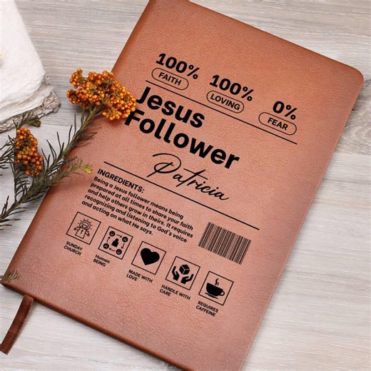 Custom Name Prayer Notebook – Personalized Christian Journal for Women, Jesus Follower Cover, Bible Study Notes, Vegan Leather Gift - Etsy