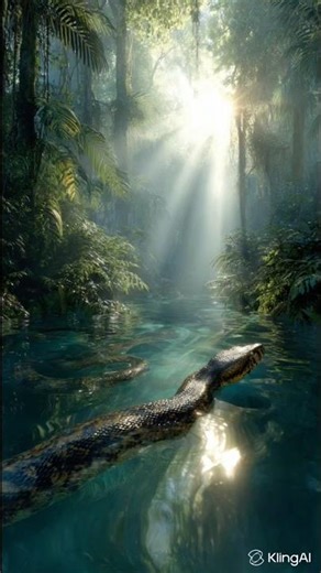 🐍✨ Hypnotic Jungle Python in Crystal Clear River 🌿💧