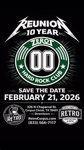 👉 Attention all Metal heads, Headbangers, Rockers,and loyal fans of Rock ‘n Roll…🤘Save the date as we pay homage to one of the BEST bars & rock clubs to ever exist on planet earth. 🌎 👉 We’ll be celebrating the 10-year Anniversary closing of Corpus Christi’s Beloved…Zeros Hard Rock Club!🤘🎸🥁 👉 The bar may have closed, but the spirit of Rock ‘n Roll nights & good times at Zeros, is still alive & well today! 🙌 #godowntowncc #downtown #corpuschristi #texas #metalhead | RETRO Corpus