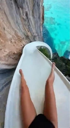 😱🌊Insane Cliffside Slide!! #shorts