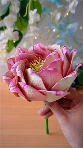 How to make Aesthetic Rose With Tissue Paper/DIY Flower Making Ideas With Napkin