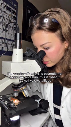 Helnium on Instagram: "Here I crystallized a B50 vitamin complex, a mixture that includes B1 (thiamine), B2 (riboflavin), B3 (niacin), B5 (pantothenic acid), B6 (pyridoxine), B7 (biotin), B9 (folic acid), and B12 (cobalamin).This explains the rich diversity of structures and forms visible in this microscopic video. The beautiful golden-orange pigment comes naturally from the complex itself. But the vibrant blue, green, pink, and red tiny crystals you see are not naturally colored, but caused by 