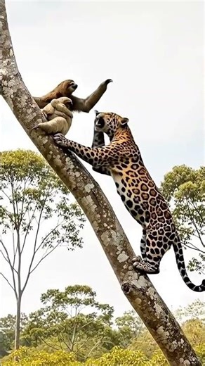 Sloth Is Slow, But the Mother Is Fast vs Leopard