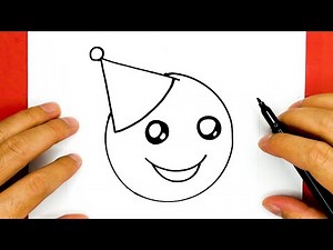 How to draw cute Emoji, For Happy Birthday, step by step, Draw cute inspiration
