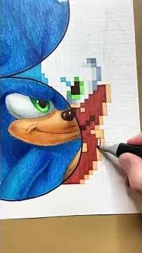 How to draw a pixel Sonic the Hedgehog using augmented reality 👾