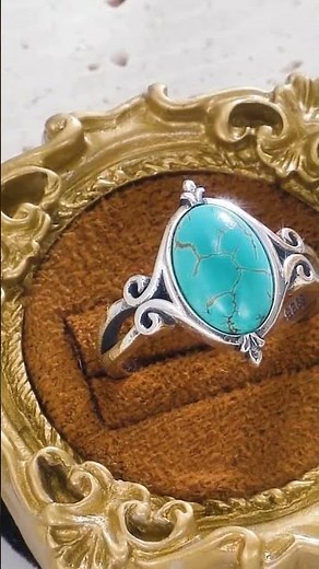 Real Turquoise Rings 925 Sterling Silver Oval Shape Turquoise Gemstone Ring