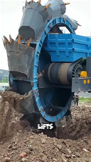 This bucket wheel excavator removes soil layers with rotating buckets. #ExcavationTech #HeavyMachinery #EngineeringExplained #fblifestyle | Casa Irrera Messina