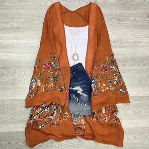 Long Sleeve Embroidered Bohemian Kimono - Etsy