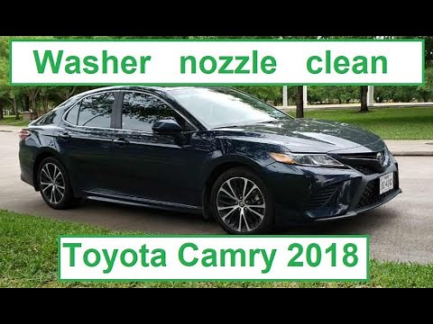 Clean windshield wiper washer nozzle on Toyota Camry 2018