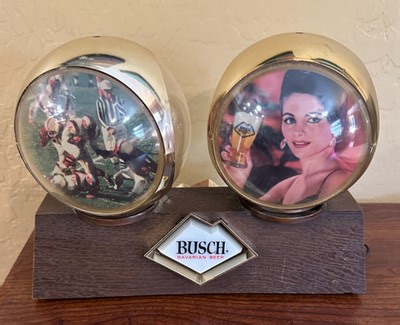 1965 BUSCH BAVARIAN BEER Motion Lighted Beer Sign MCM Fishing Cowboy Football | eBay