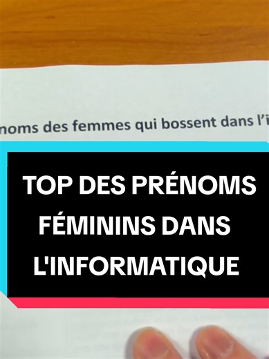 Le top des prénoms de femmes qui bossent dans l'informatique en 2026 ! Source : profils LinkedIn/F/FR/IT #prenom #femme #informatique #it #travail