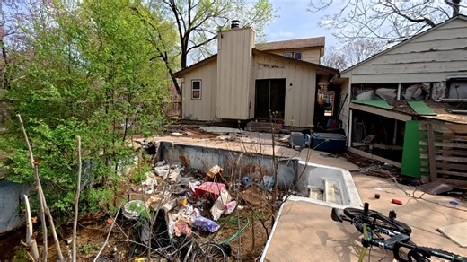 This backyard has to be one of the worst I've ever seen. This is part 2 of this disaster. Some of you are going to be pissed at me, but we started a burn pit in the pool to get rid of all the brush and volunteers on the property. We also started throwing some trash in the burn pit because we had nowhere else to take it. I know it's not ideal but we got the job done with no regrets. #fypシ | Top Notch Lawn Care