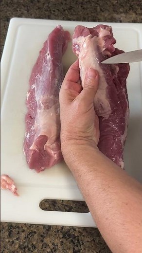 How to remove silver skin from a pork tenderloin. #pork #porktenderloin #keto #bbq