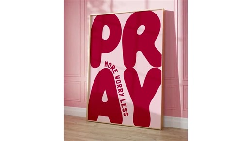 Red and Pink Pray More Worry Less Poster Trendy Girly Christian Wall Art Aesthetic Bible Verse Poster for Teens Dorm Decor for College Girl - Etsy