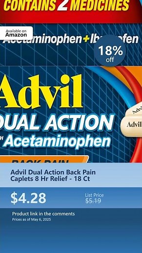 Advil Dual Action Back Pain Caplets 8 Hr Relief - 18 Ct