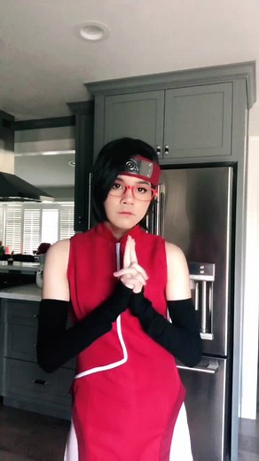 sarada’s first fire ball jutsu #cosplay #sarada #saradacosplay #saradauchiha #uchiha #naruto