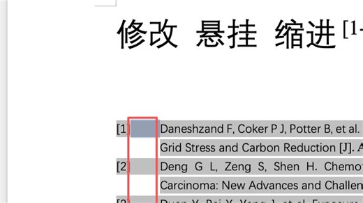 endnote引用参考文献 编码与文献之间的空格如何缩短 空格太大如何修改word 文献 缩进 悬挂设置