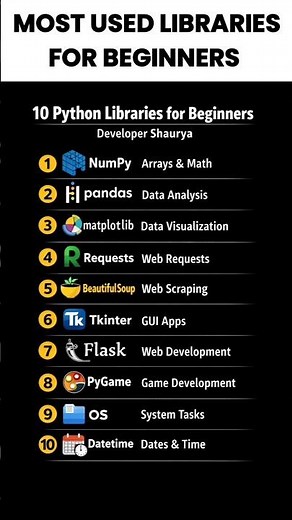 10 Python Libraries Every Beginner Must Learn 🚀 | Developer Shaurya