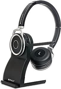 Spracht ZumBT-410 Prestige Bluetooth Headset with Noise-Canceling Microphone | Wireless Headset with Charging Base & USB Dongle for Computer | PC Head Set for Working from Home/Office/Teams/Zoom