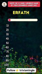 Guess the 10 family members by their scrambled names quiz | Trivia Mingle