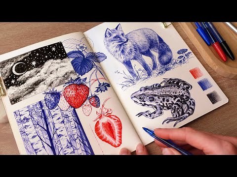 Drawing with 3 ballpoint pens / no music, no talking