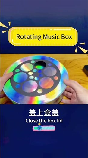 Round Octave Music Box with Rotating Disc Compartment and Built-in Storage Compartments