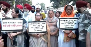 Protests In Delhi Over Temple Attack In Canada