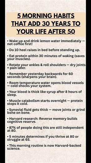 Morning Habits That Add 30 Years to Your Life After 50|Harvard-Backed Morning Routine for Longevity
