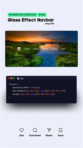 Glass Effect Navbar #html #css #coding #tutorialhtml #tutorialcss #navbar