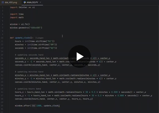 Analog clock python programming | Shreyas Acharya