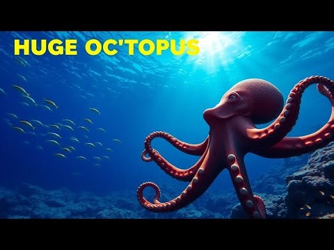 Wild octopus swim underwater in mediterranean sea octopuses swimming in slow motion