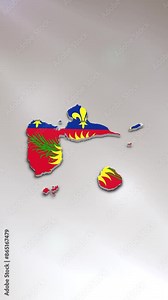Mobile Vertical Resolution 2160x3840 Pixels, Guadeloupe Flag on its Country Map, 3D Map Flag Opener, Suitable for Politics, Elections, Travel, News and Sports Events and Presentations
