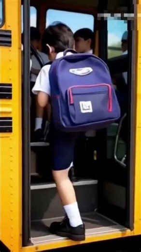 This little child is setting off for school 🏫🚍 #aimationkids69 shorts #viral #ai #schoollife 😉