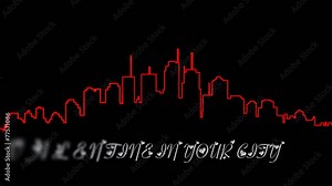 Animated silhuette of new york city with an animated inscription