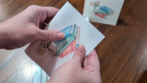 Stack of Books With Flowers Greeting Card - Etsy