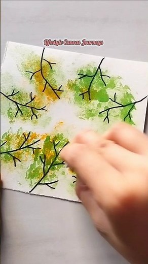 Simple Nature Painting | Easy Sponge Painting for Beginners | Acrylic Art Idea#youtubeshorts #art