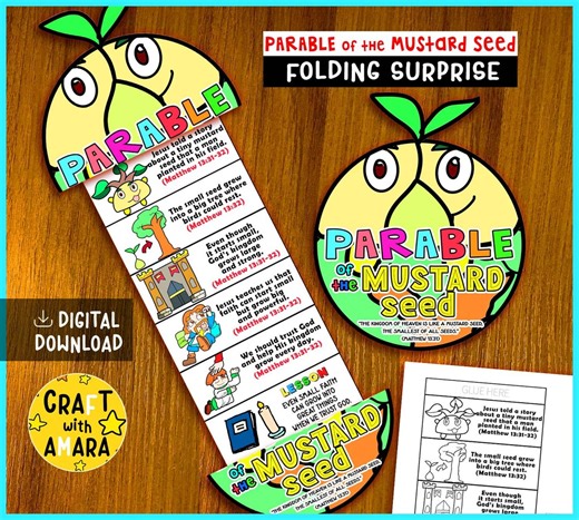 Parable of the Mustard Seed Folding Surprise Bible Craft: Children Ministry, Sunday School, Church Activity Kids, Mini Book Homeschool - Etsy