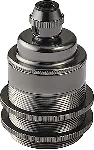 BRIGHTTIA Gunmetal Threaded Medium Base E26 Light Bulb Socket - Replacement Shade Ready Brass Lamp Holder for DIY Lighting Projects - Lamp Parts (BA-L501GM)