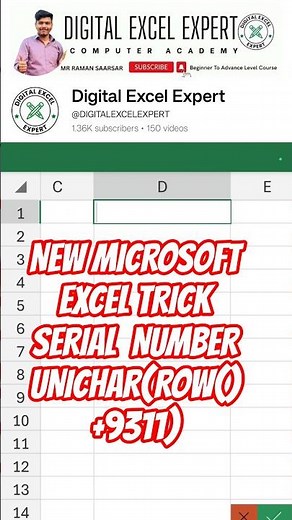 Create Professional Serial Numbers in Excel (UNICHAR Trick) #digitalexcelexpert