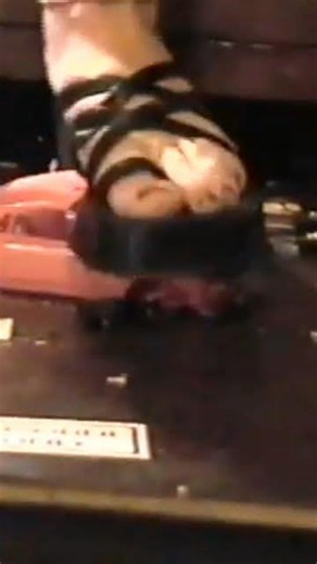 Sweet young girl turns into a real mean car crushing machine stomping on a classic 70 Mustang!