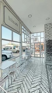 Ink Cafe in #Qatar This eatery in #Qatar, has a unique space that makes customers feel as though they’ve stepped into a cartoon world. The idea is that once you step inside you become part of a 2D optical illusion, was if you’ve crossed dimensions into a sketch book. Decked out like pen-drawn cartoons, this small café blends reality and illusion together seamlessly — with white interiors creating a stark contrast with real and faux elements outlined in black, such as real tables, chairs, and mug